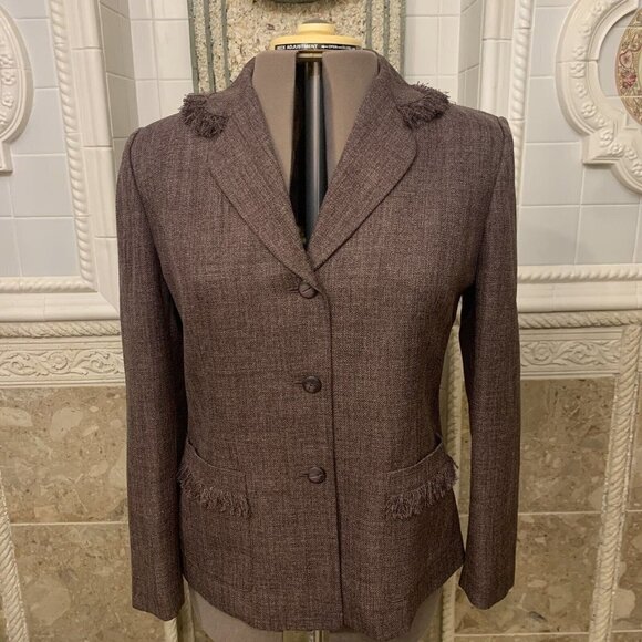 Worthington. Size 14. Purple Fringe Jacket. Lined. Long Sleeve. Pockets. WTC - Picture 1 of 6